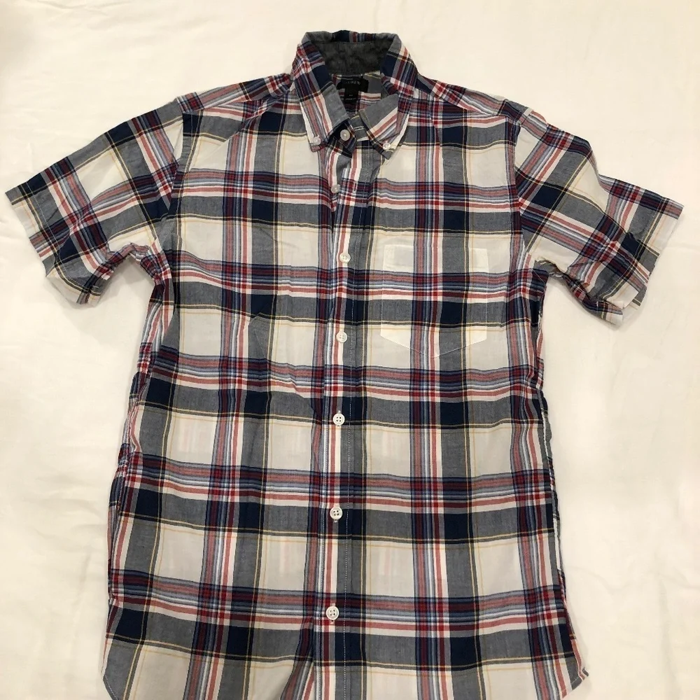 J. Crew Plaid Short Sleeve Button Down